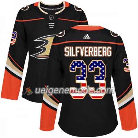 Dame Eishockey Anaheim Ducks Trikot Jakob Silfverberg 33 Adidas 2017-2018 Schwarz USA Flag Fashion Authentic